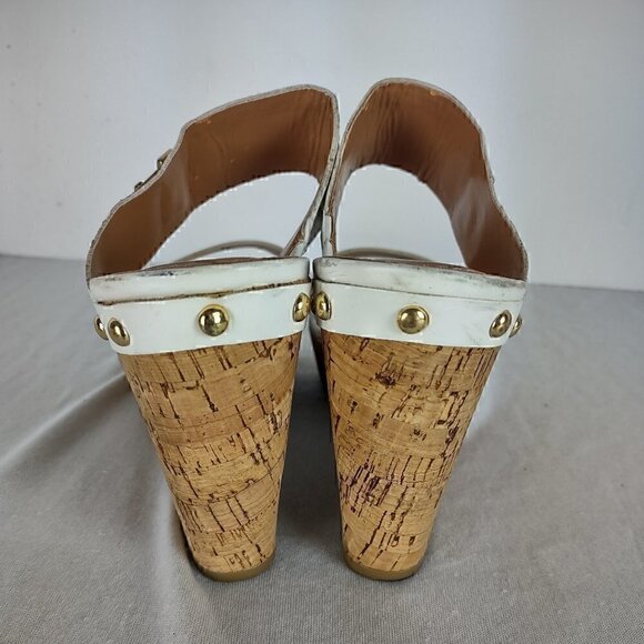 Tommy Hilfiger Madasen Cork Wedge White Leather 3.5 Heel Shoes Size 9.5 - Picture 8 of 11